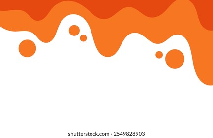 melting liquid orange dripping on white background. splashing blob liquid orange juice. melted orange ice cream. flat layered modern style.