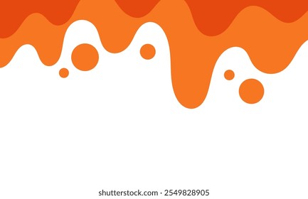 melting liquid orange dripping on white background. splashing blob liquid orange juice. melted orange ice cream. flat layered modern style.