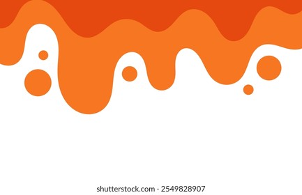 melting liquid orange dripping on white background. splashing blob liquid orange juice. melted orange ice cream. flat layered modern style.