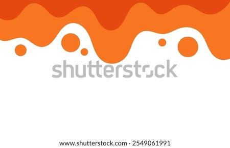 melting liquid orange dripping on white background. splashing blob liquid orange juice. melted orange ice cream. flat layered modern style.