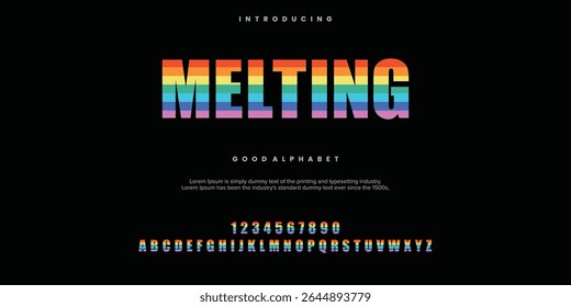 Melting Modern minimal abstract alphabet fonts. Typography technology, electronic, movie, digital, music, future, logo creative font. vector illustration