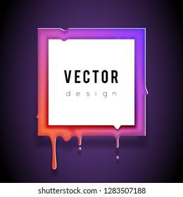 Melting paper frame flowing 3d art flux square drop leak abstract creative banner template design template vector illustration