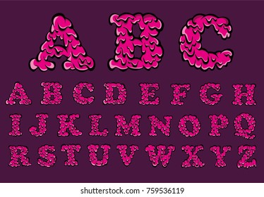Melting pink font, Vector slimy letters.
Brain texture.
