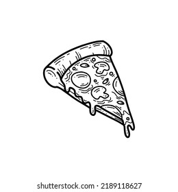 melting pizza slice outline hand drawn doodle illustration