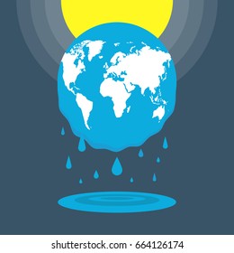 Melting Planet Earth Concept Global Warming Stock Vector (Royalty Free ...