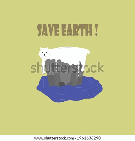 Melting Polar Bear lie down on rock