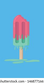 Melting popsicle Vector Illustration flat design