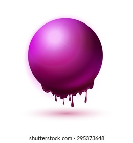Melting purple sphere concept. Summer idea symbol. Eco energy illustration.