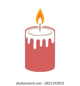 Melting Red Pillar Candle Burning