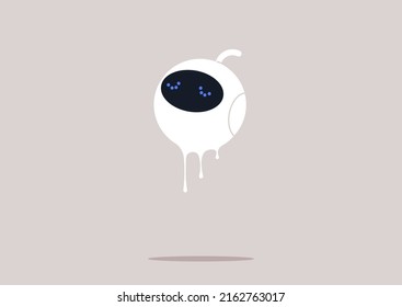 Un robot derretiente goteando con un plástico blanco