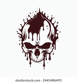 melting skull head logo design icon template