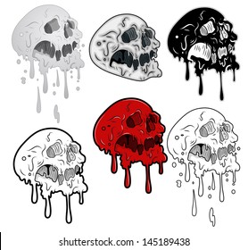 Melting Skulls Vector Illustration
