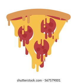 Melting sliced pizza