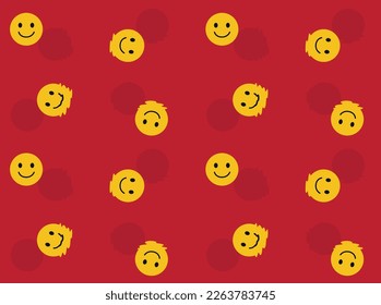 Melting Smile Emoji Cartoon Poses Seamless Wallpaper Background
