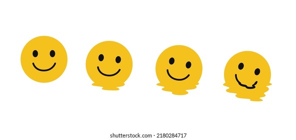 Melting Smile Emoji Slowly Sequence Frame Vector Illustration
