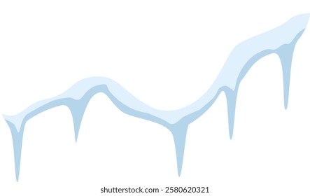 Melting snow cap creating delicate icicles against a pure white background, offering a serene touch ideal for winter and Christmas themed projects and designs