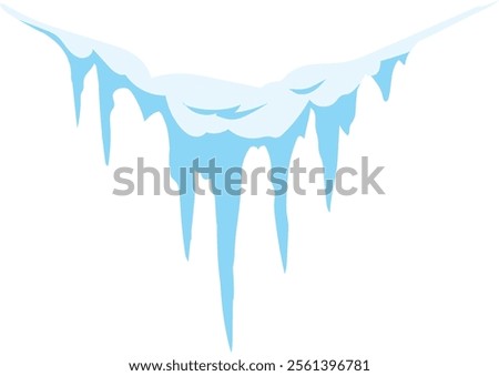 Melting snow creates stunning icicles hanging from the roof, forming a picturesque winter landscape filled with crystalline beauty and the essence of the cold season