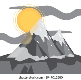fusión de nieve en la escena de la montaña