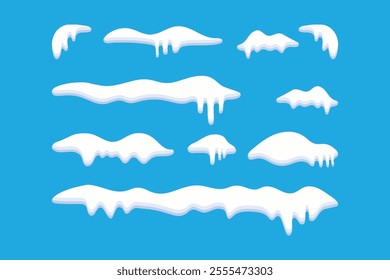 Melting snow on a blue background, vector illustration.