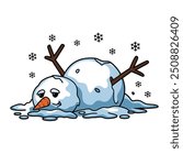 Melting Snowman Cartoon Vector Illustration