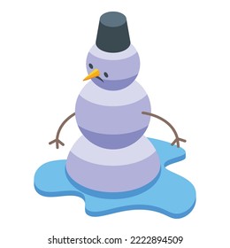 Melting snowman icon isometric vector. Winter snow. Cute man