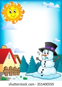 Melting snowman theme image 3 - eps10 vector illustration.