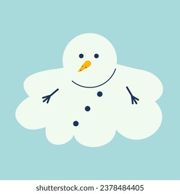 Se derrite el personaje de invierno de los hombres de nieve. Símbolo de la llegada de la primavera. Ilustración del vector