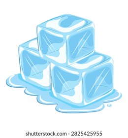 Melting stack of ice cubes with water droplets, illustrating cooling, freshness, and temperature