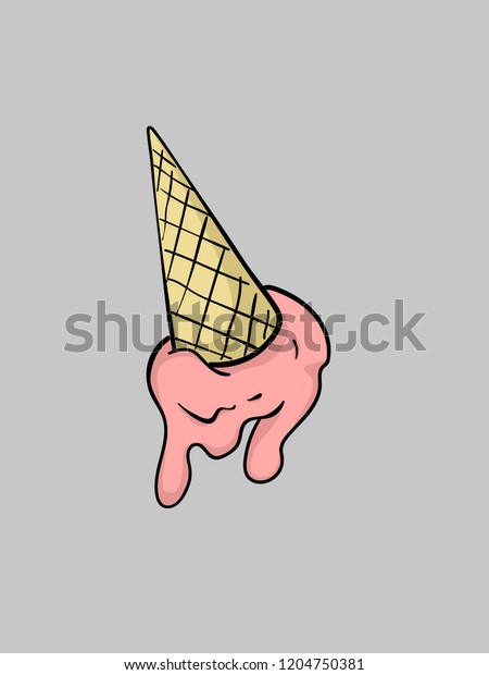 溶けるイチゴの香りのアイスクリームコーン ベクター画像 のベクター画像素材 ロイヤリティフリー