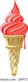 Melting Strawberry Ice Cream Cone
