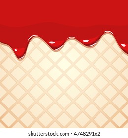 Melting strawberry jam on wafer texture