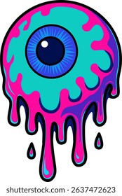 melting style eye vector illustration without background