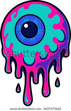melting style eye vector illustration without background