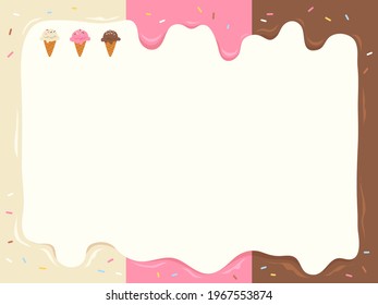 Melting Vanilla Strawberry Chocolate Ice Cream Stock Vector (Royalty ...