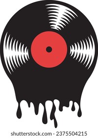 Melting Vinyl Disc (Record) Color. Vector Illustration.