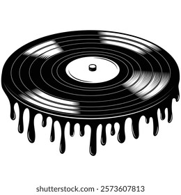 Melting vinyl records illustration. Dripping vinyl illustration