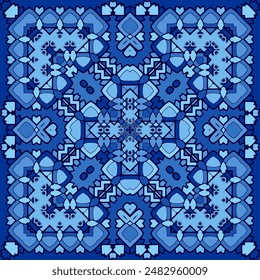 Melting watercolor colorful symmetrical pattern for textile, porcelain ceramic tiles and design. Vintage decorative elements with mandala. Hand drawn background. Islam, arabic indian, ottoman motifs.