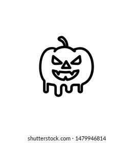 Melting wicked pumpkin line icon. Decoration, candy, monster. Halloween concept. Can be used for topics like celebration, evil, witchcraft