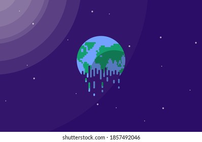 Melting world from climate change concept