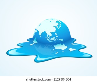 Melting world. Concept global warming, take care world ,vector illustration.