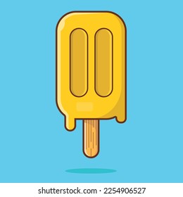 Melting yellow popsicle. Vector illustration