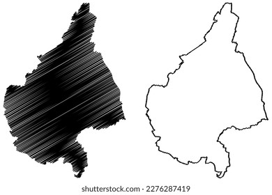 Melton Non-metropolitan district, Borough (United Kingdom of Great Britain and Northern Ireland, ceremonial county Leicestershire or Leics, England) map vector illustration, scribble sketch map