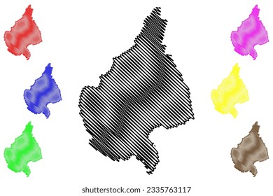 Melton Non-metropolitan district, Borough (United Kingdom of Great Britain and Northern Ireland, ceremonial county Leicestershire or Leics, England) map vector illustration, scribble sketch map