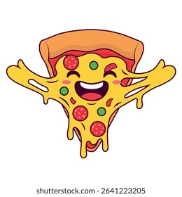Melty happy pizza slice character