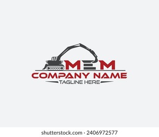 MEM Excavator construction logo design