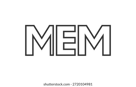 MEM logo design template with strong and modern bold text. Initial based vector logotype featuring simple and minimal typography. Trendy company identity ideal for businesses brand presence.