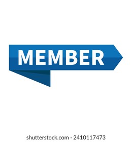 Member In Blue Rectangle Ribbon Shape For Sign Information Announcement Business Marketing Social Media
