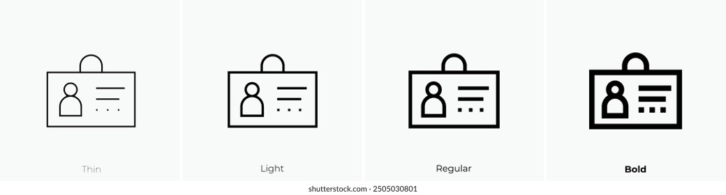 member card icon. Thin, Light Regular And Bold style design isolated on white background