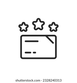 Member Card Icon. Vector Linear Editable Sign of a Membership Card Surrounded by Stars, Symbolizing VIP Status, Loyalty Rewards, and Exclusive Benefits. Ideal for Business and Retail Applications.