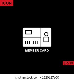 Member card vector icon on black background. Illustration flat icon for graphic, print media interfaces and web design.
